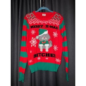 Ugly Christmas Sweater Xmas Size Medium Cat